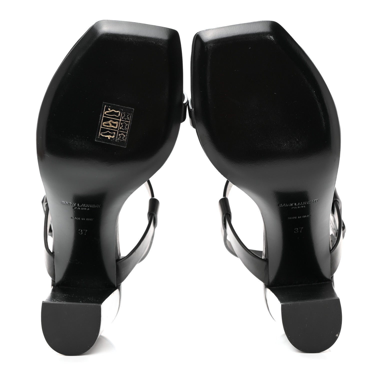 Saint Laurent Calfskin Cassandra Sandals 37 Black 5 of 8
