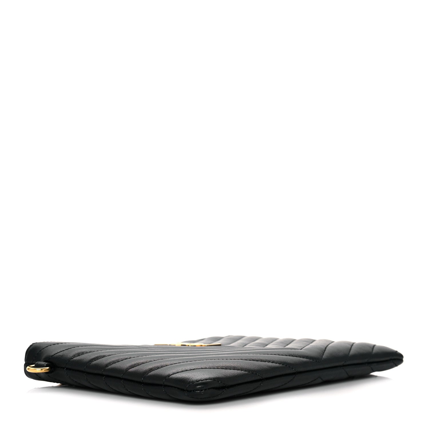 Saint Laurent Calfskin Matelasse Chevron Monogram A5 Wristlet Black 4 of 11