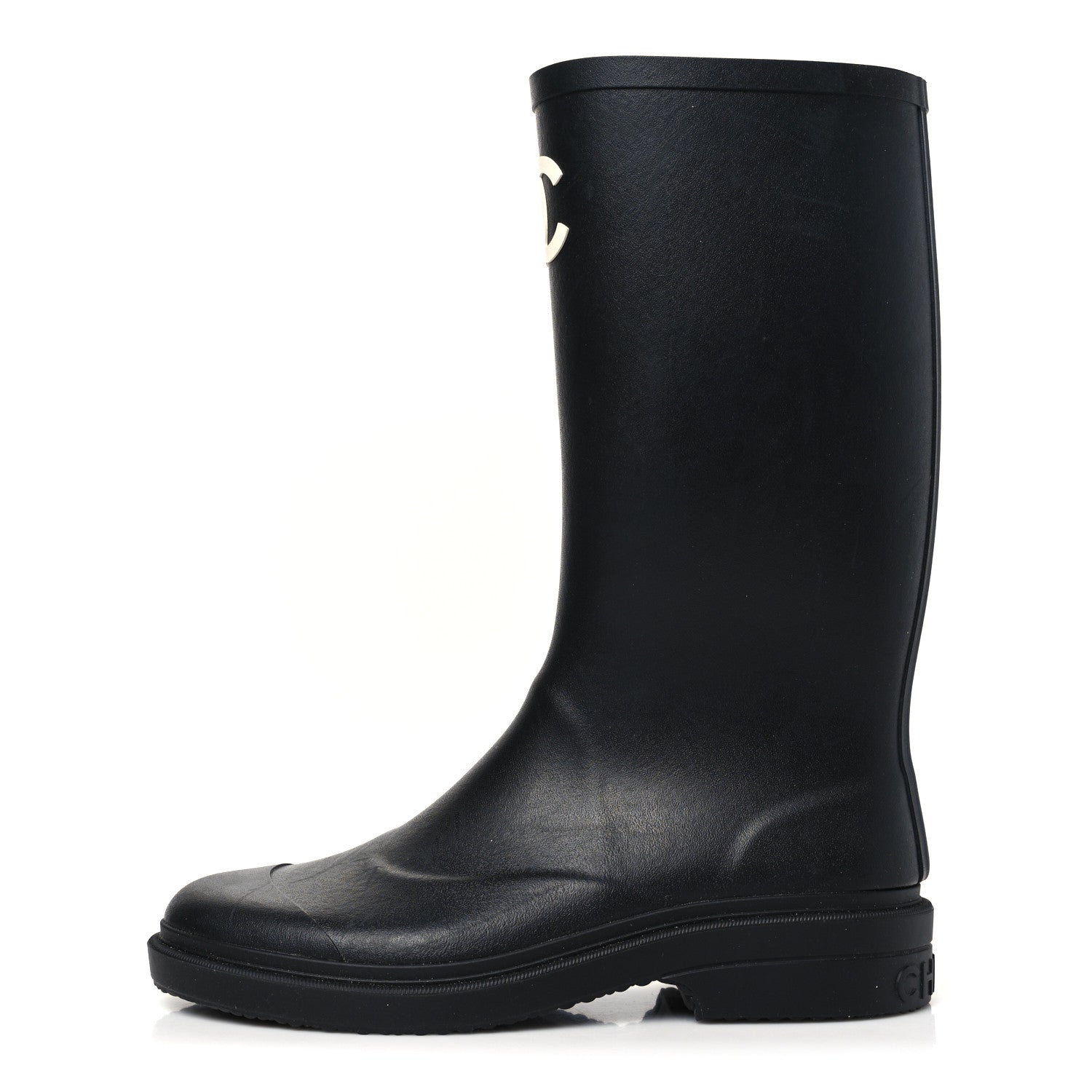 Chanel Caoutchouk CC High Boots 40 Black 1 of 9