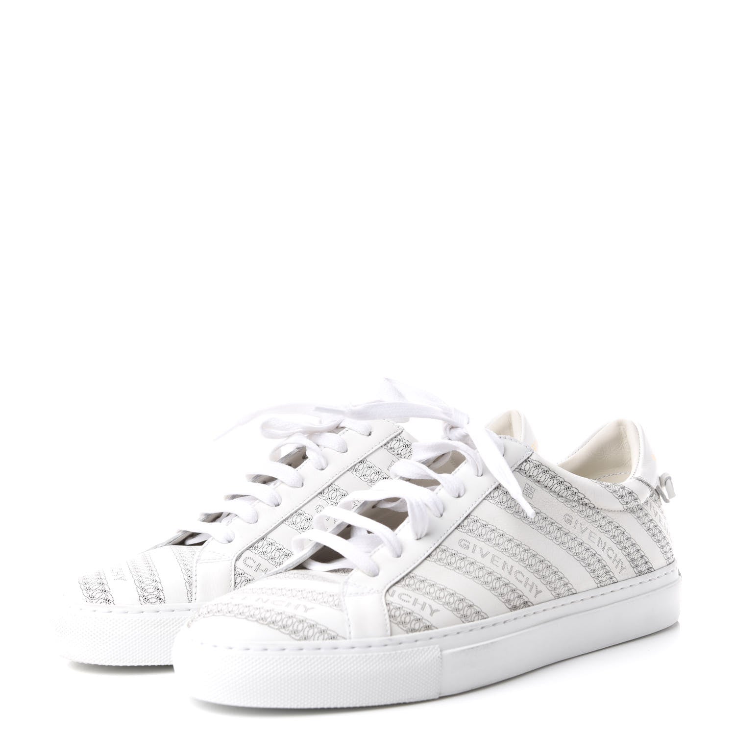 Givenchy Calfskin Logo Chain Print Urban Street Sneakers 39 White 3 of 11