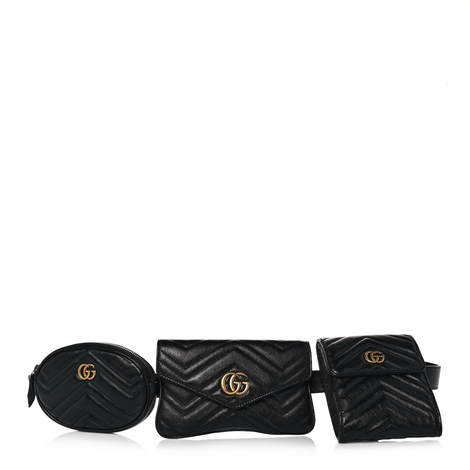Gucci Calfskin Matelasse GG Marmont 2.0 Multi Belt Bag 85 34 Black 1 of 27