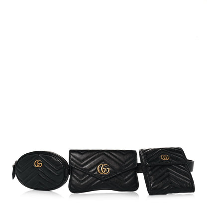 Gucci Calfskin Matelasse GG Marmont 2.0 Multi Belt Bag 85 34 Black 1 of 27