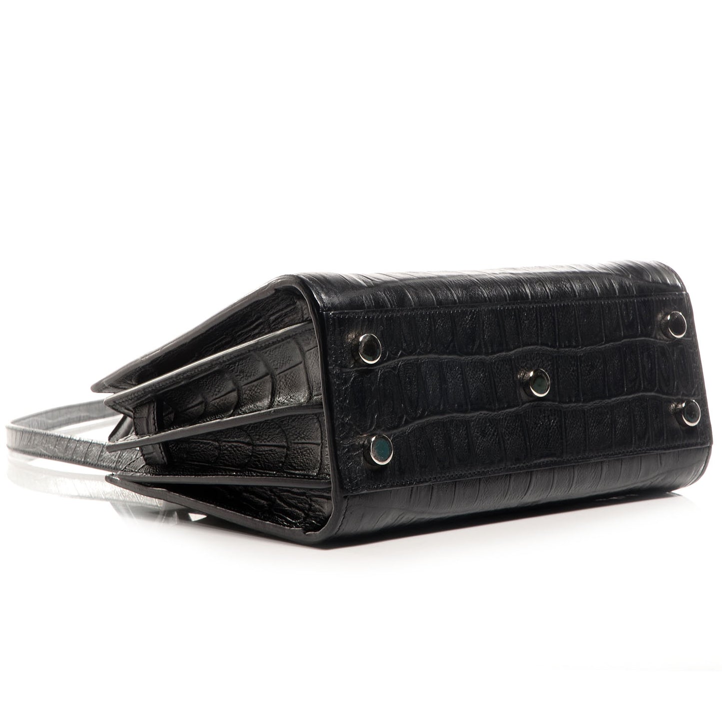 Crocodile Embossed Sac De Jour Nano Black