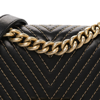 Chanel Lambskin Chevron Chain Stitched Small Boy Flap Black 8 of 11