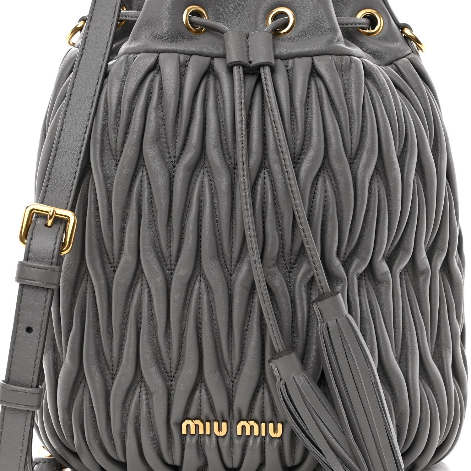 Miu Miu Nappa Matelasse Small Bucket Bag Marmo 7 of 11