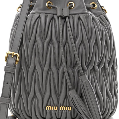 Miu Miu Nappa Matelasse Small Bucket Bag Marmo 7 of 11