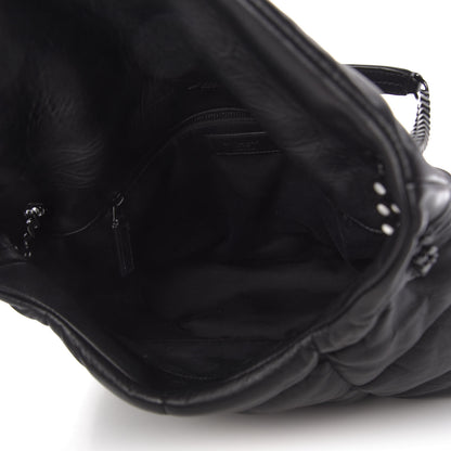 Saint Laurent Lambskin Quilted Medium Loulou Puffer Monogram Chain Satchel Black 5 of 11