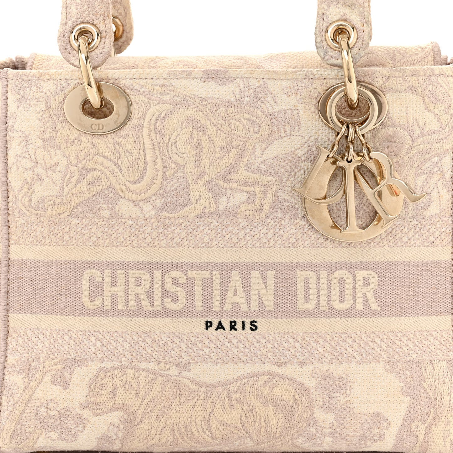 Canvas Toile De Jouy Reverse Embroidered Medium Lady D-Lite Rose