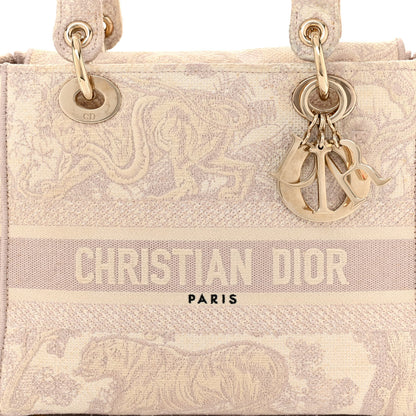 Christian Dior Canvas Toile De Jouy Reverse Embroidered Medium Lady D-Lite Rose 8 of 12