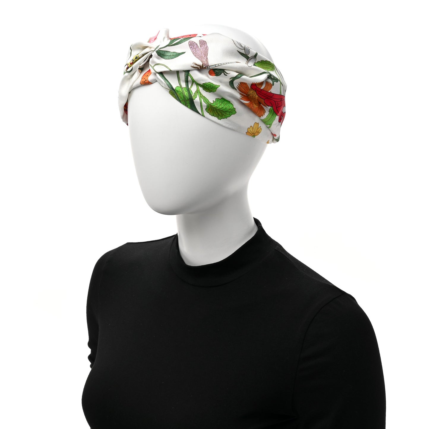 Silk Floral Headband L White Multicolor