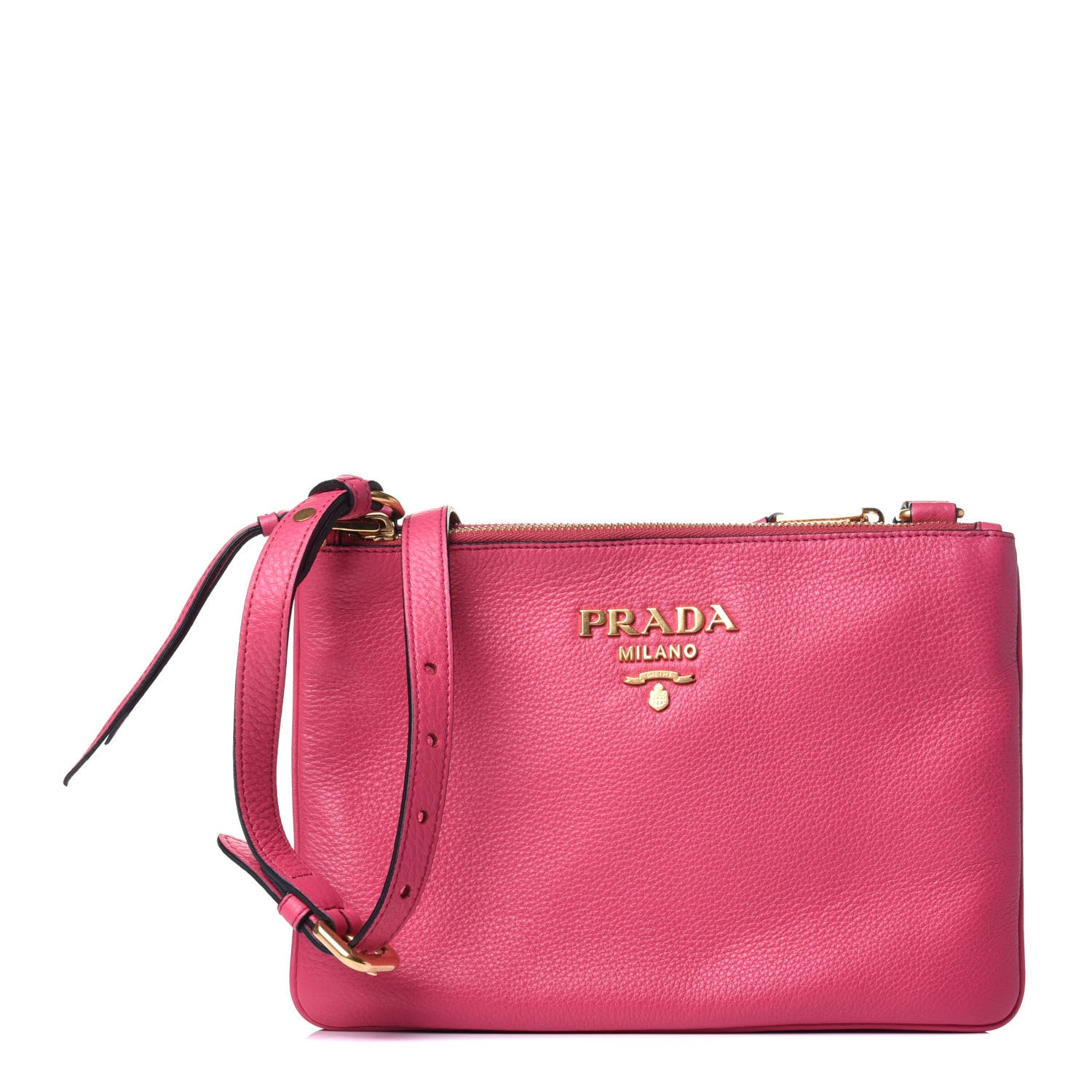 Prada Vitello Phenix Double Zip Crossbody Bag Peonia 1 of 3