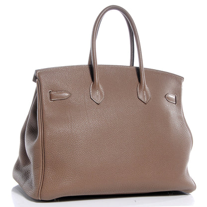 Hermes Taurillon Clemence Birkin 35 Etoupe 3 of 12