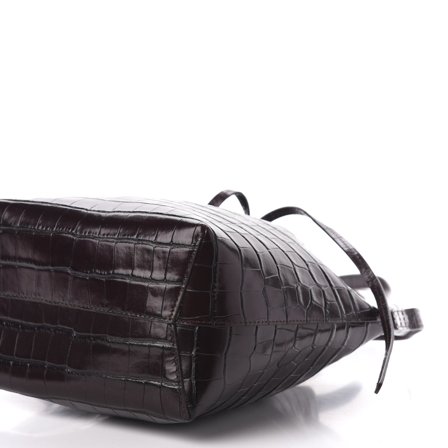 Crocodile Embossed Bucket Bag Burgundy
