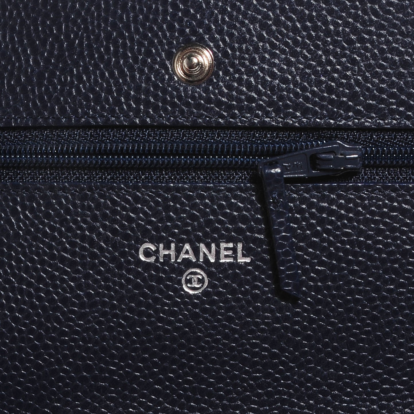 Caviar Quilted Wallet on Chain WOC Navy Blue