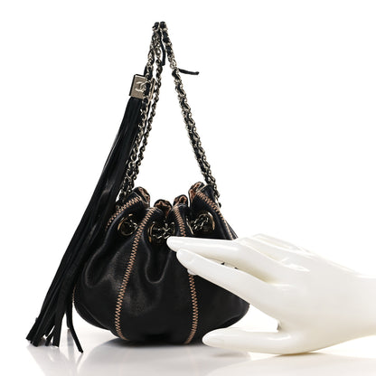 Chanel Lambskin Satin Reversible Mini Sac Cordon Black Peach 2 of 10