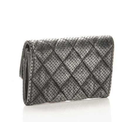 Chanel Metallic Calfskin Perforated Quilted Card Holder Grey 3 of 9