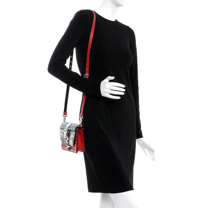 Prada City Calfskin Comic Print Studded Elektra Shoulder Bag Fuoco Black 2 of 6