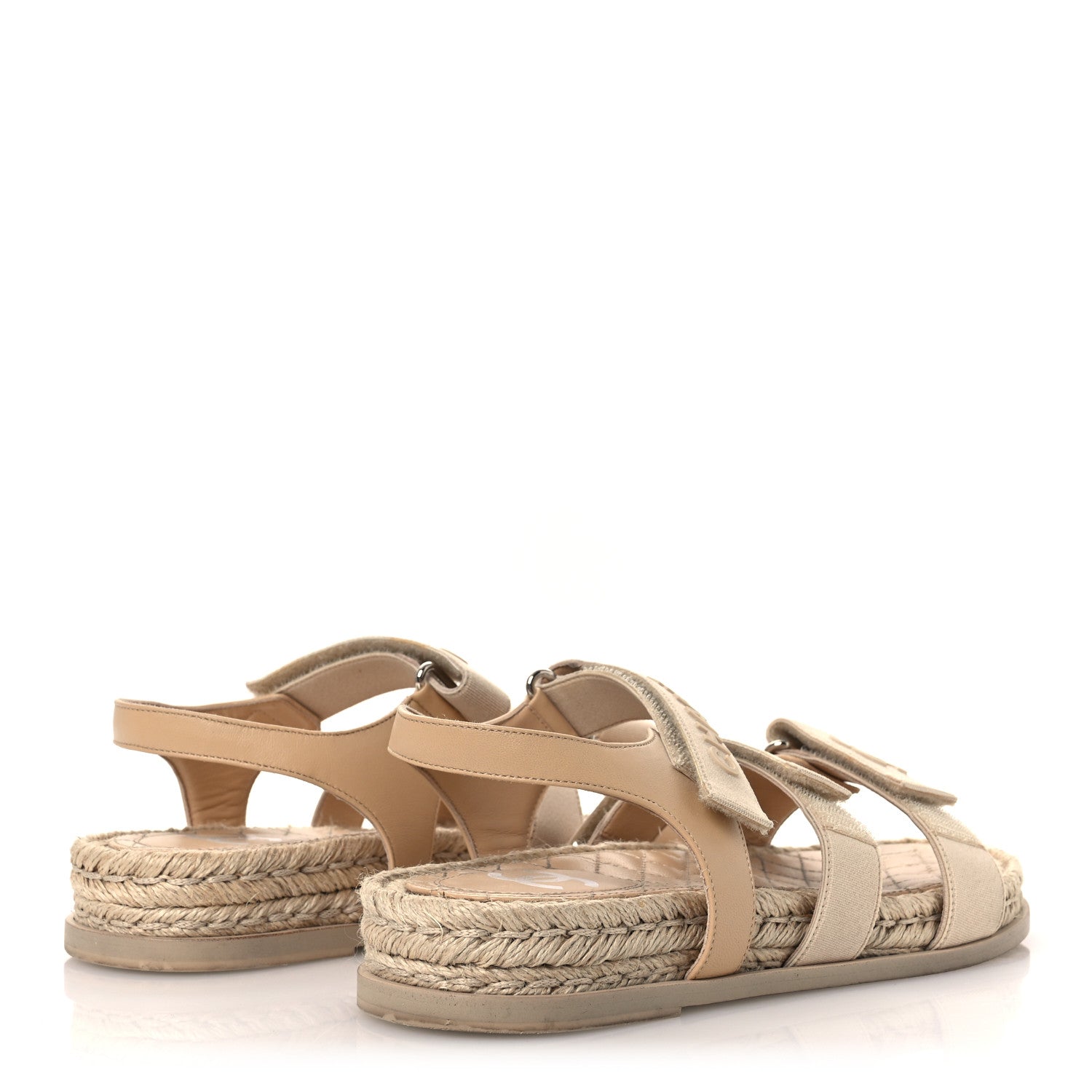 Chanel Stretch Fabric Lambskin CC Flat Sandals 39 Beige 5 of 12