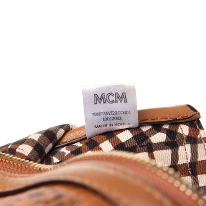 MCM Visetos Liz Shopper Tote Pouch Cognac 6 of 9