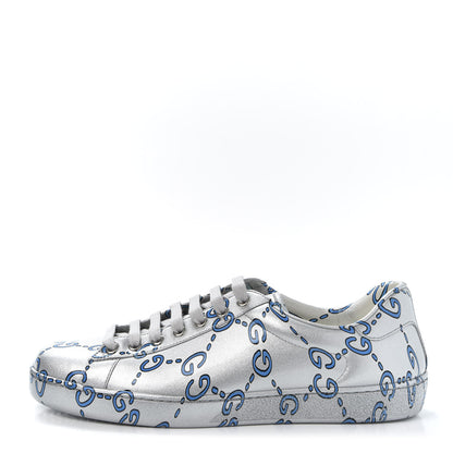 Gucci Miro Rubber Wax GucciGhost Print Mens New Ace Sneakers 7 Silver 1 of 9