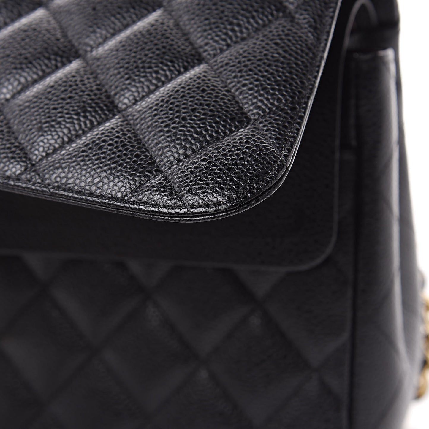 Caviar Quilted Jumbo Double Flap Black