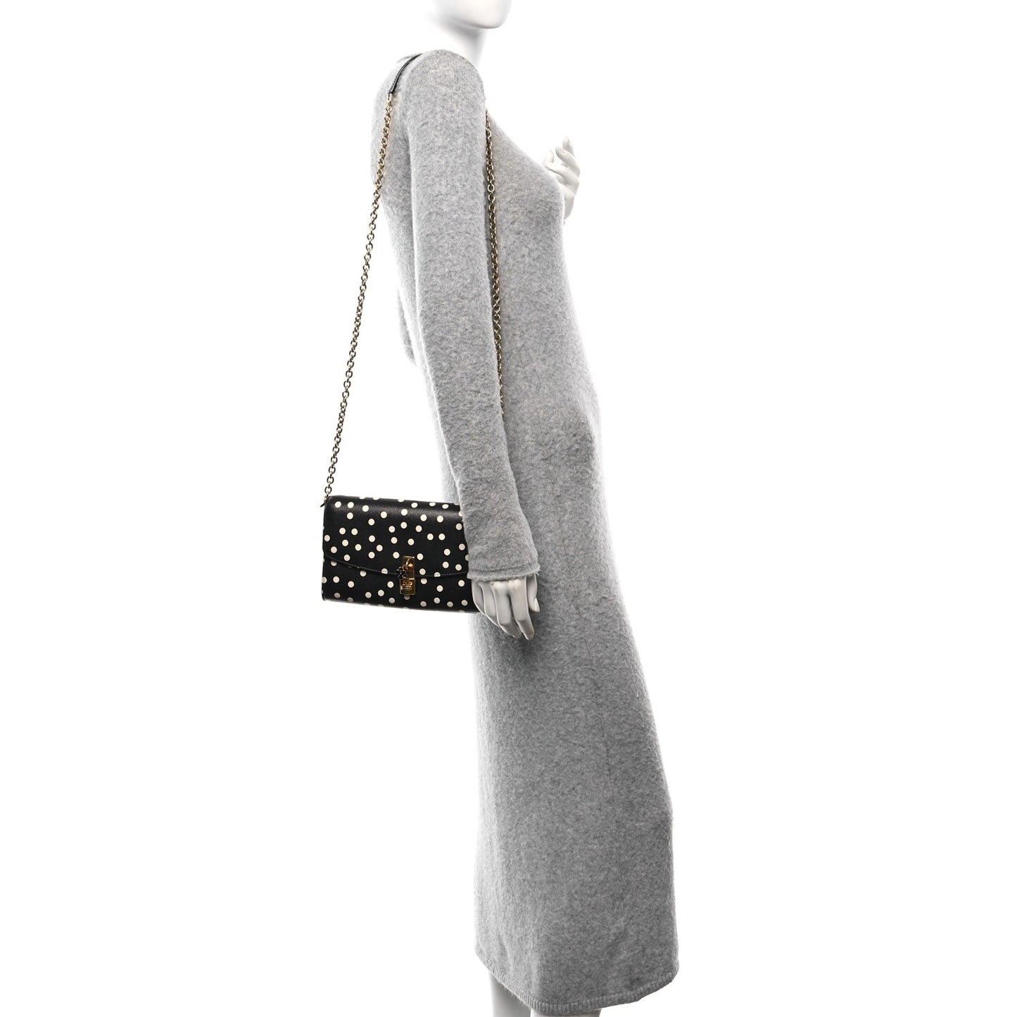 Dauphine Polka Dot Print Shoulder Bag Black