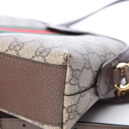 Gucci GG Supreme Monogram Textured Dollar Calfskin Web Small Ophidia Dome Shoulder Bag Beige Ebony New Acero 13 of 14