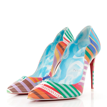Christian Louboutin Patent Striped Grand Bain Swimming Pool Hot Chick 100 Pumps 36.5 Multicolor 4 of 9