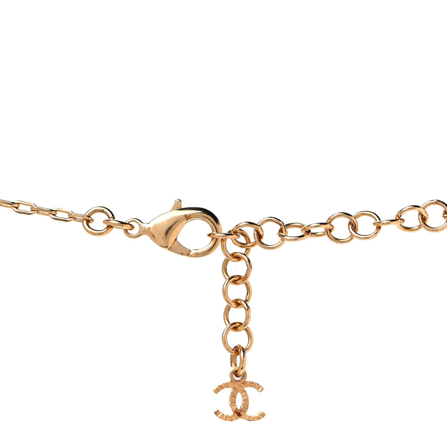 Chanel Metal Crystal 90's Icon Logo Necklace Gold 3 of 4