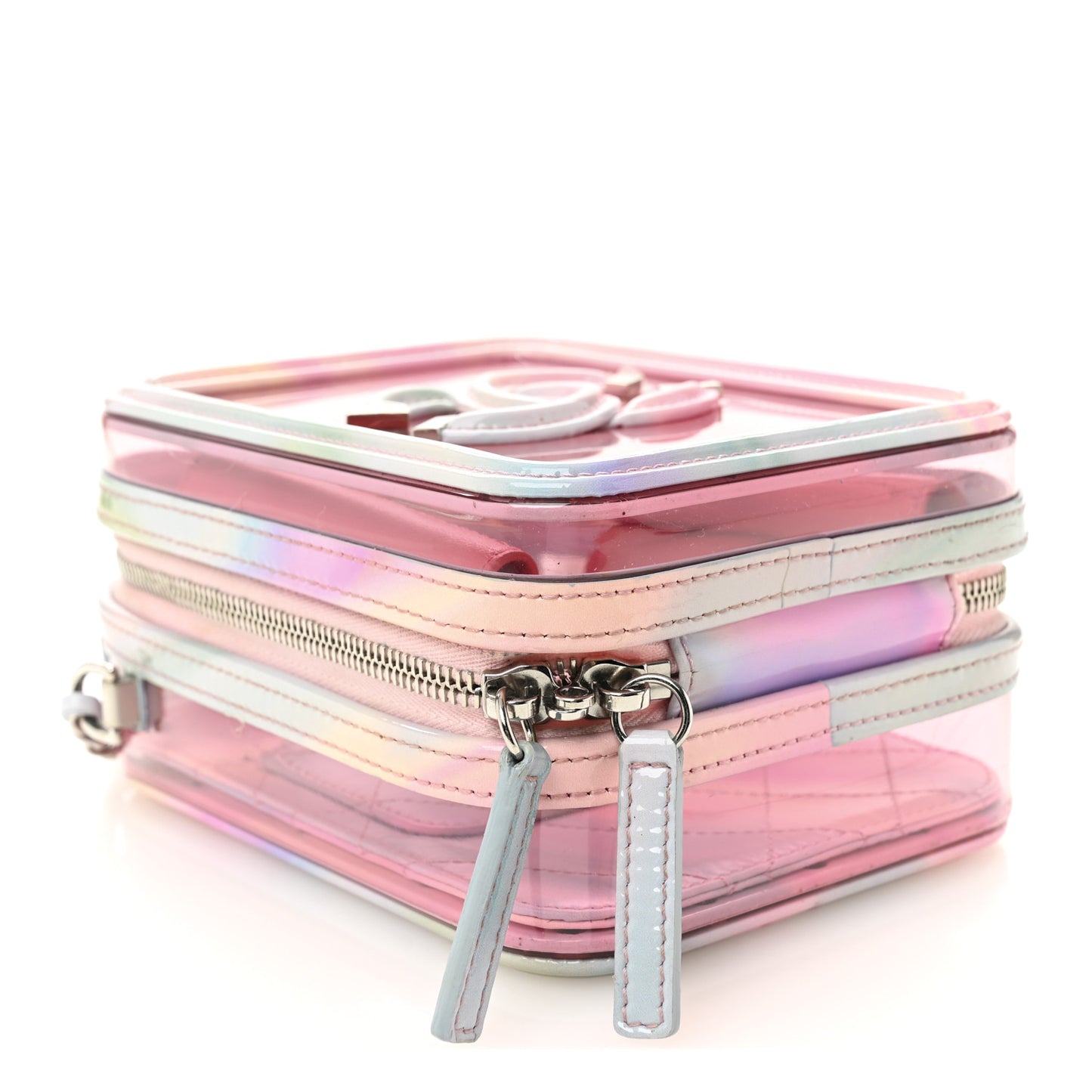 PVC Patent Calfskin Patent Lambskin Vertical Vanity Case Pink