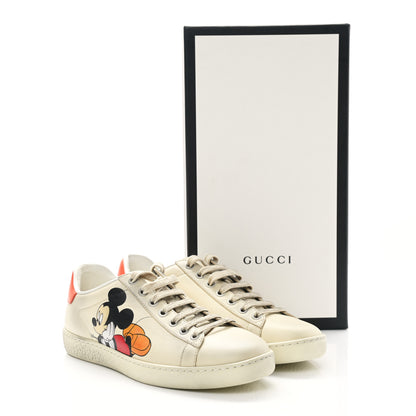 Gucci X DISNEY Miro Soft Calfskin Mickey Mouse Print Womens Ace Sneakers 36 Ivory Deep Orange 9 of 9