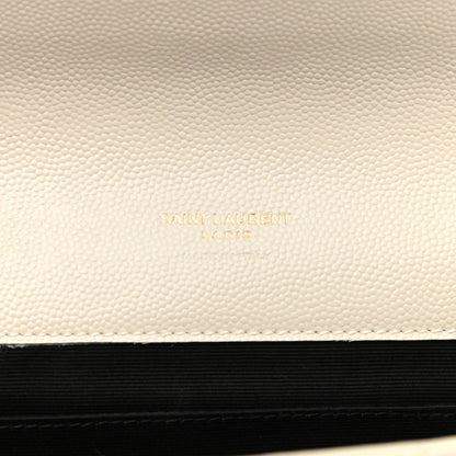 Saint Laurent Grain De Poudre Textured Mixed Matelasse Triquilt Monogram Clutch Blanc Vintage 6 of 8