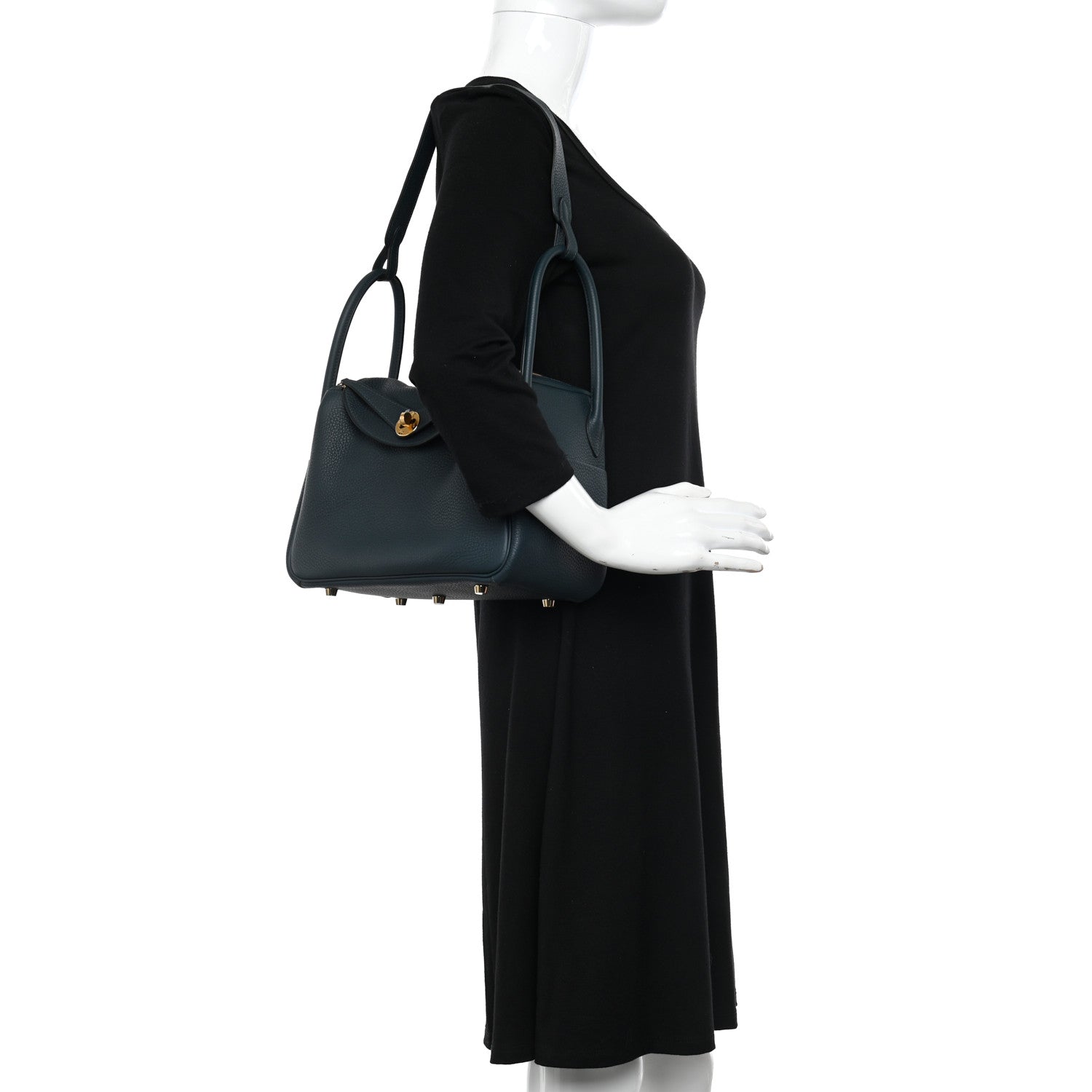 Hermes Taurillon Clemence Lindy 26 Vert Cypress 2 of 11