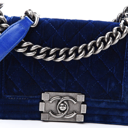Chanel Velvet Quilted Small Boy Flap Blue 10 of 10