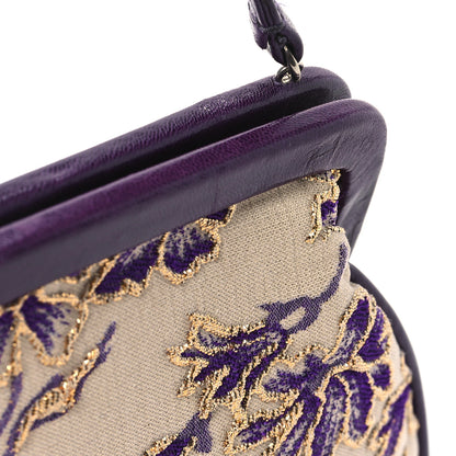 Prada Canvas Embroidered Kisslock Shoulder Bag 11 of 14
