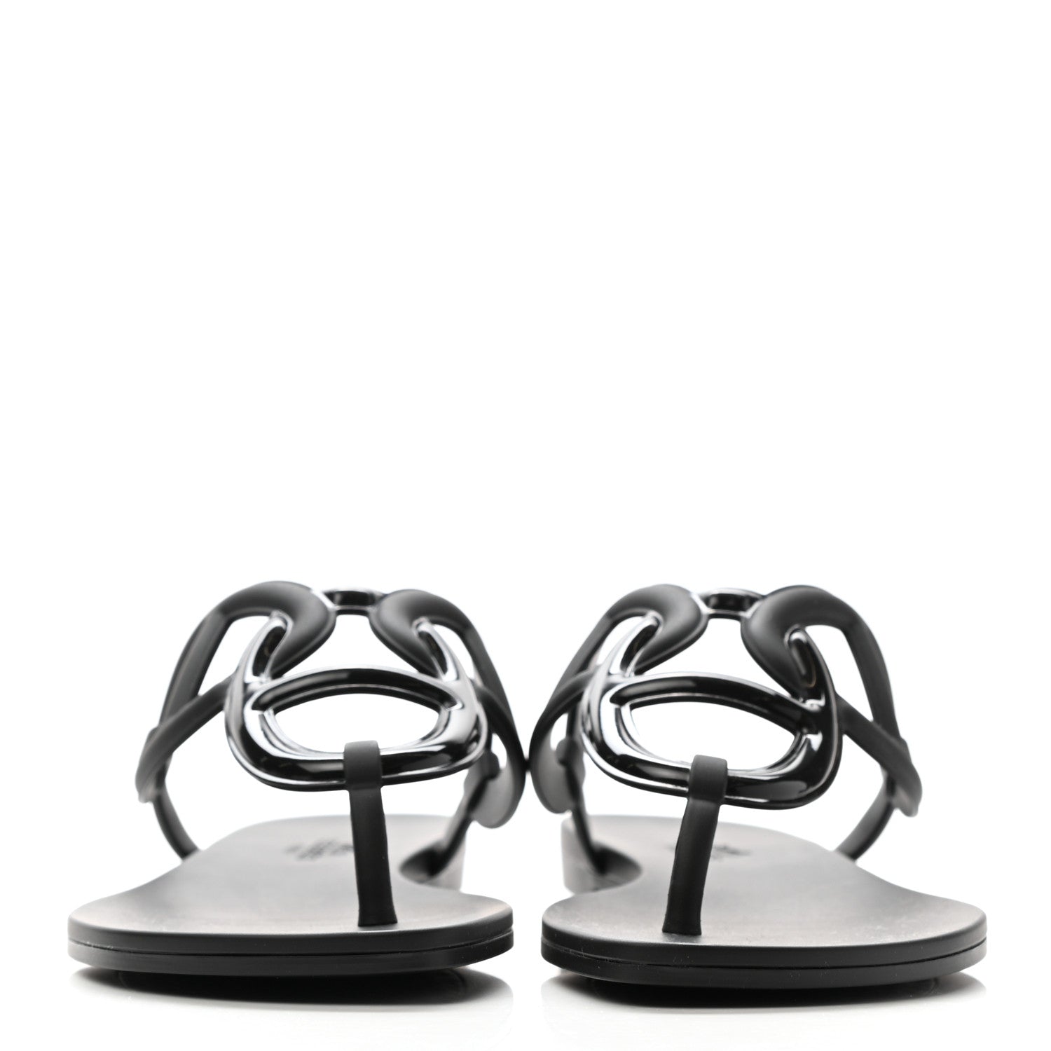 Hermes Rubber Womens Egerie Sandals 37 Black 2 of 8