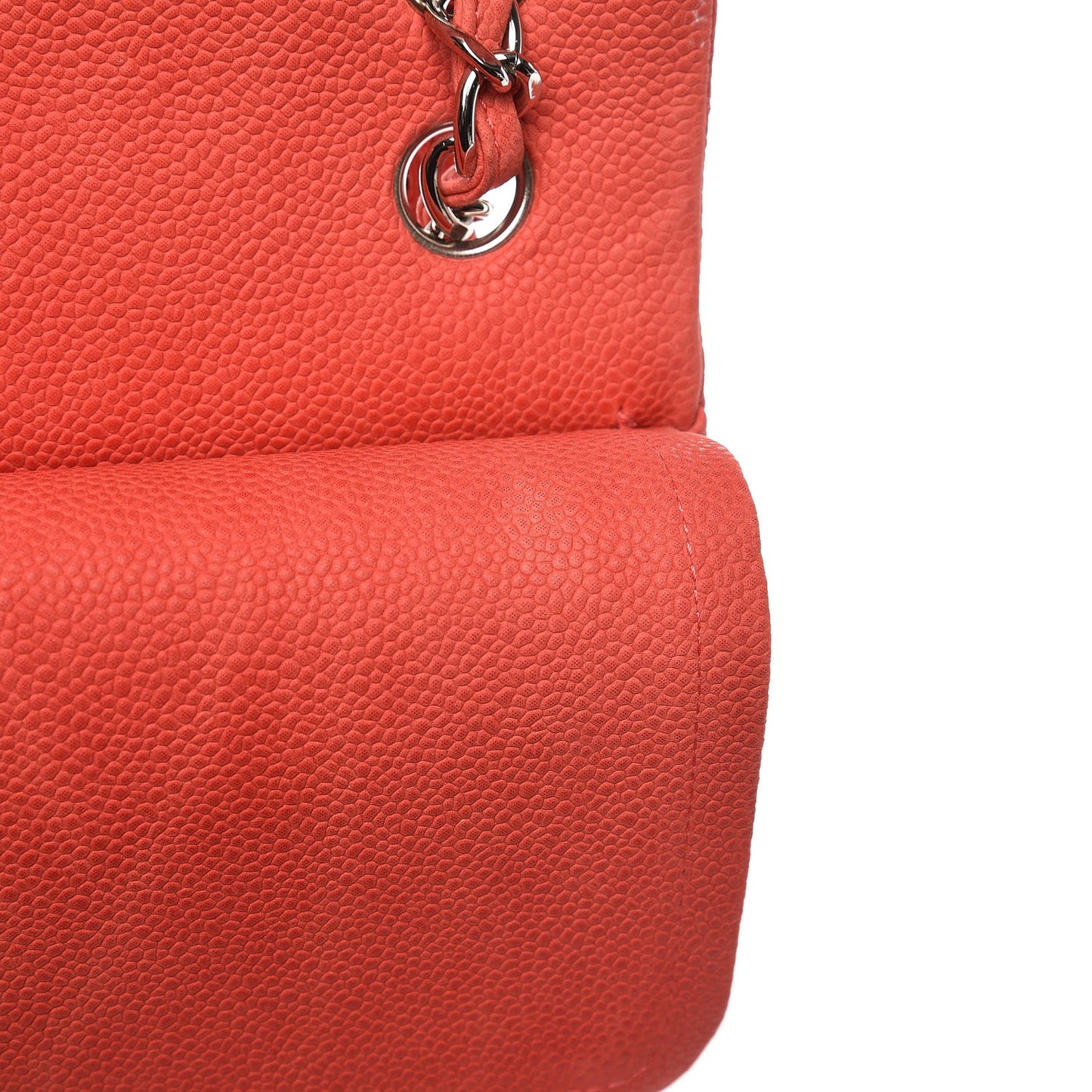Iridescent Caviar Quilted Jumbo Double Flap Coral