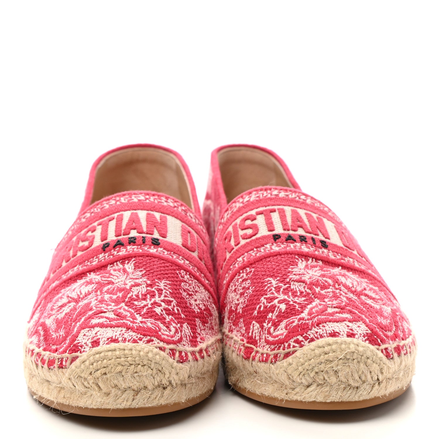 Christian Dior Embroidered Toile De Jouy Granville Espadrille 38.5 Raspberry 2 of 8