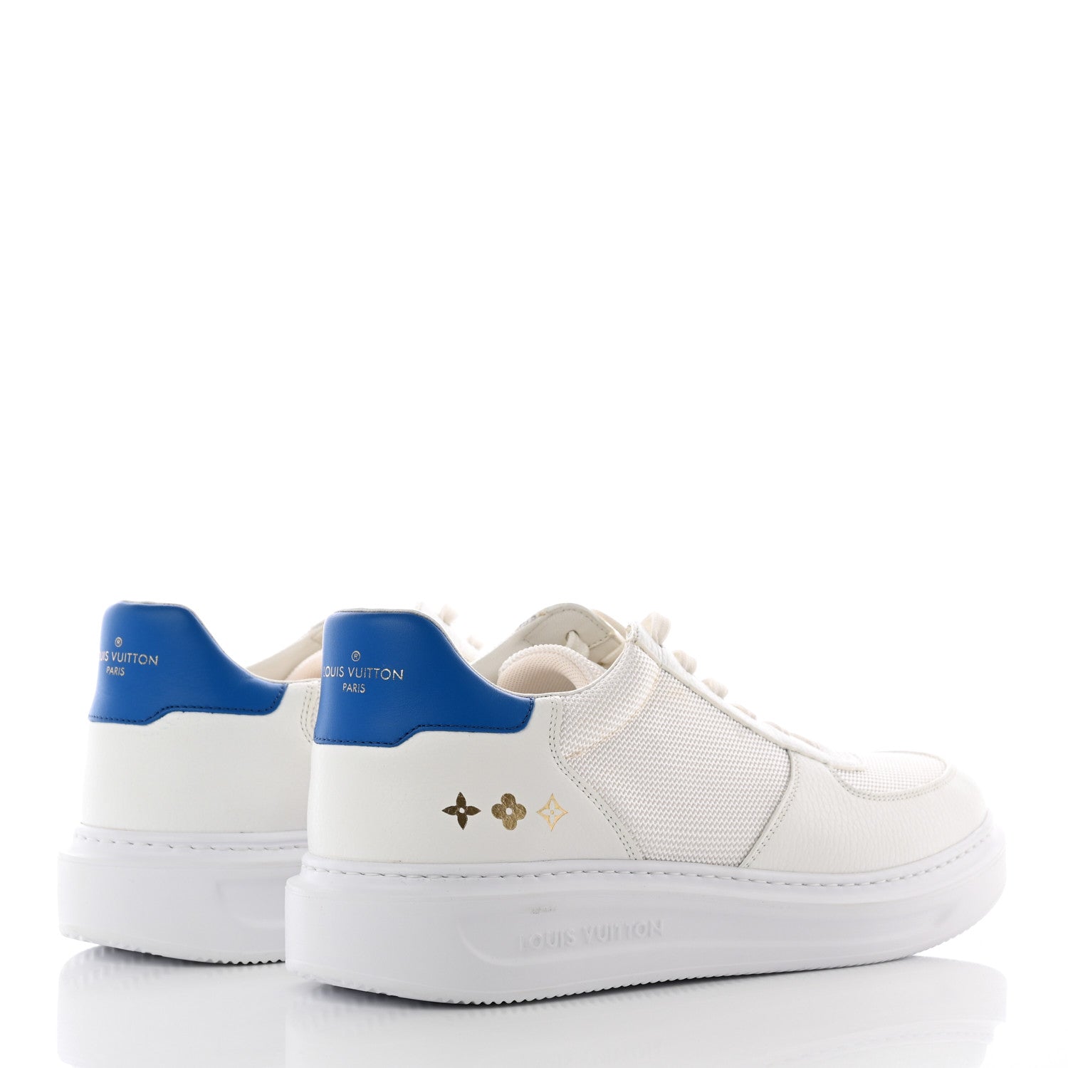 Louis Vuitton Calfskin Monogram Beverly Hills Sneakers 9 White Blue 4 of 21