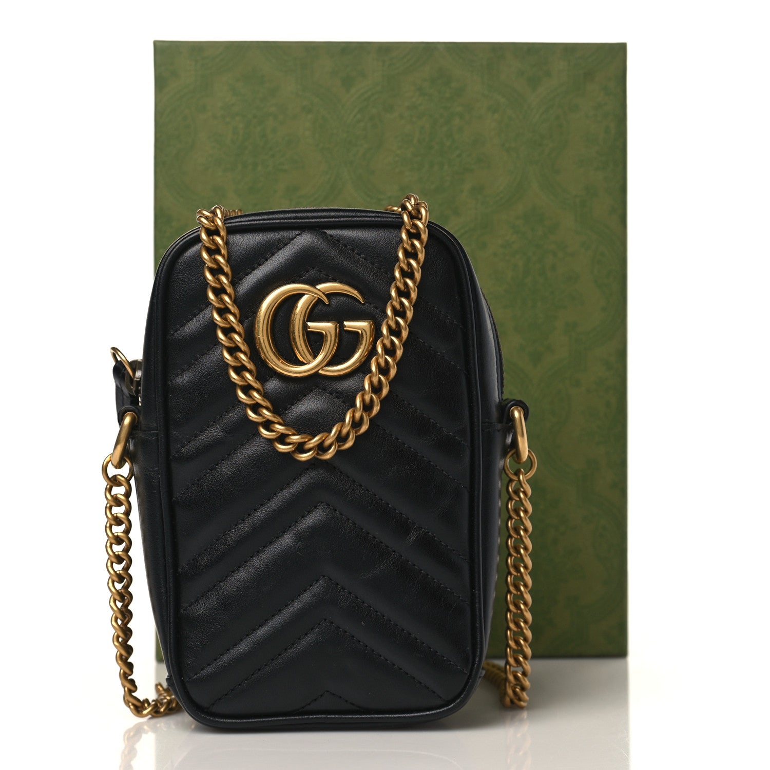Gucci Calfskin Matelasse Mini GG Marmont Crossbody Bag Black 11 of 11