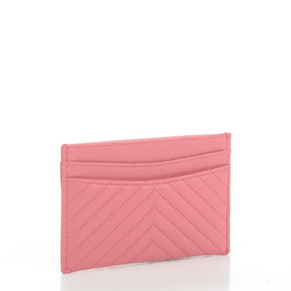Chanel Caviar Chevron Quilted Card Holder Pink 3 of 8