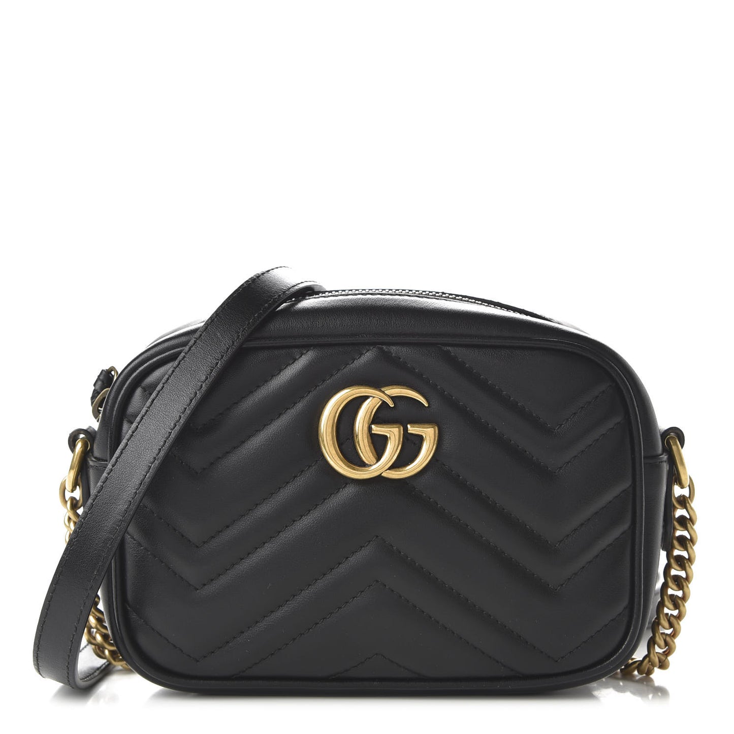 Calfskin Matelasse Mini GG Marmont Chain Shoulder Bag Black