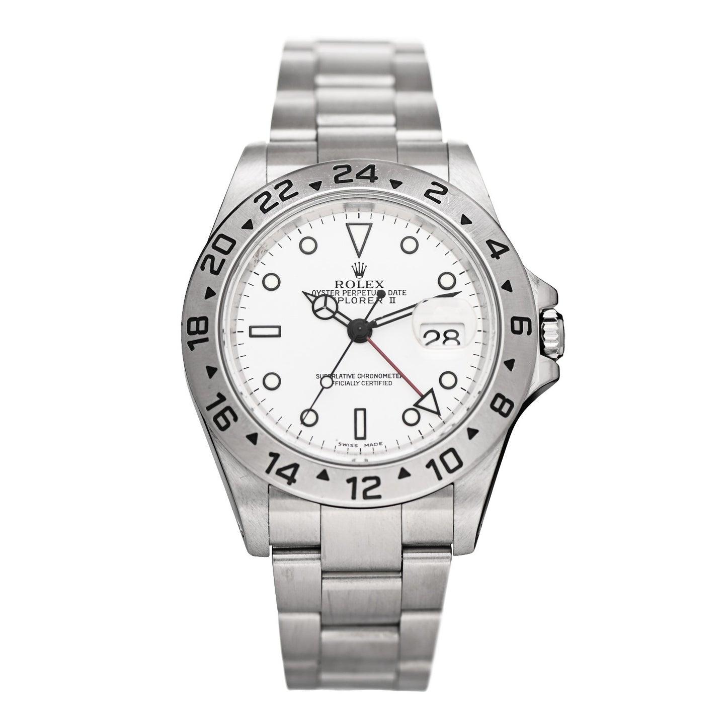 Stainless Steel 40mm Oyster Perpetual Date Explorer II Watch White 16570