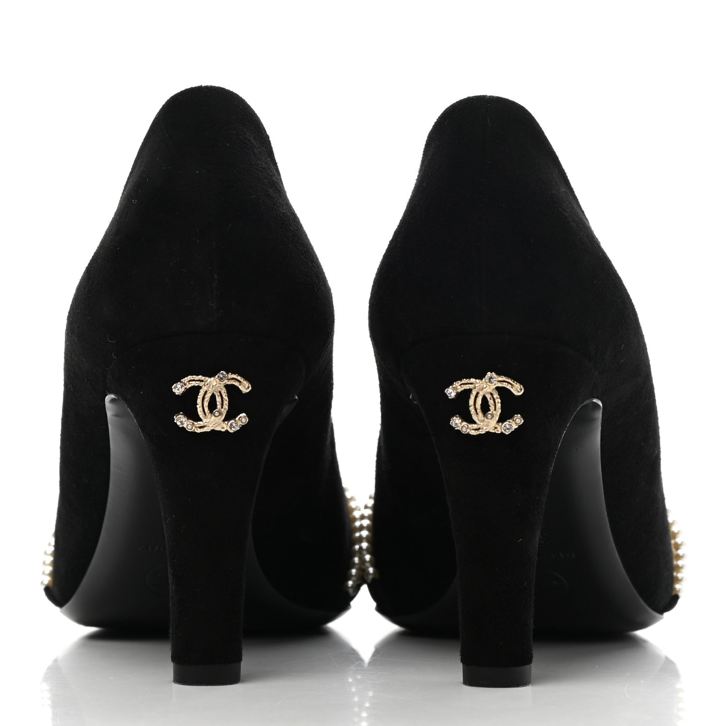 Suede Pearl Grosgrain Pumps 38 Black