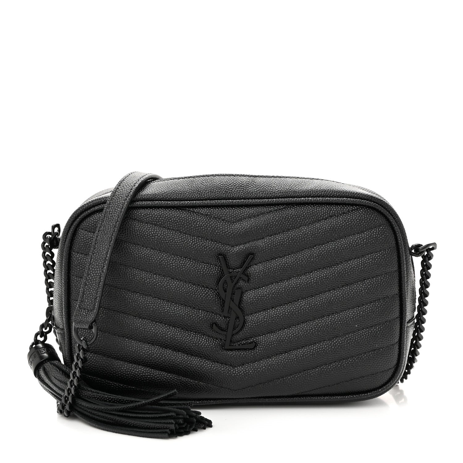 Saint Laurent Grain De Poudre Matelasse Monochrome Monogram Mini Lou Camera Bag Black 1 of 11
