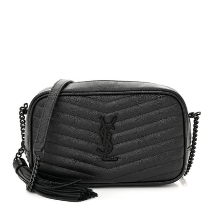 Saint Laurent Grain De Poudre Matelasse Monochrome Monogram Mini Lou Camera Bag Black 1 of 11