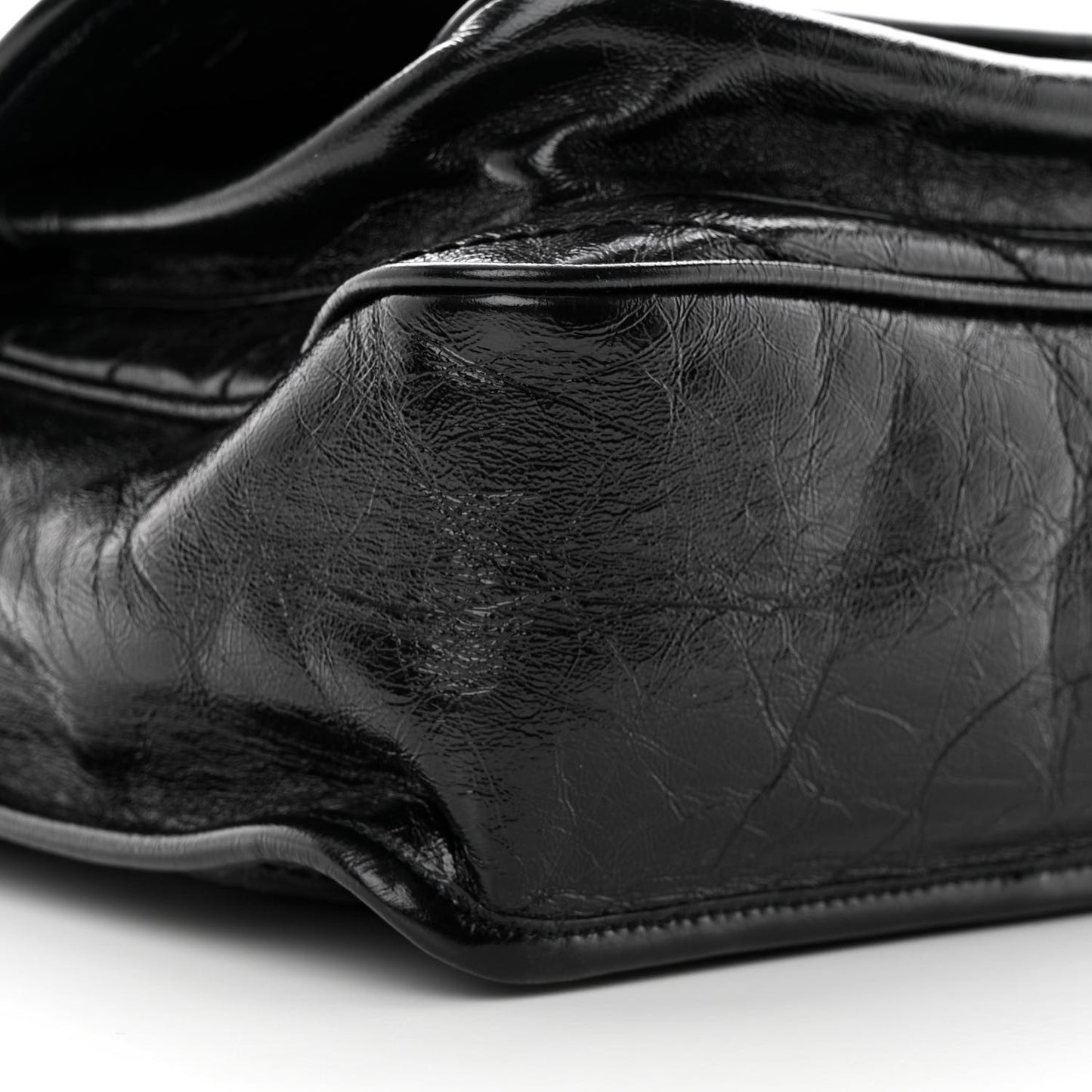 Crinkled Calfskin Matelasse Monogram Medium Niki Chain Satchel Black