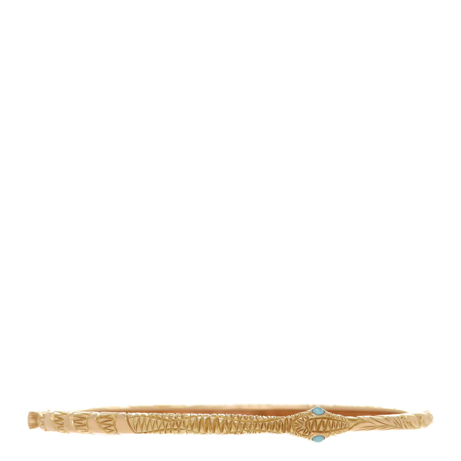 Gucci 18K Yellow Gold Turquoise Ouroboros Snake Bangle Bracelet 1 of 5