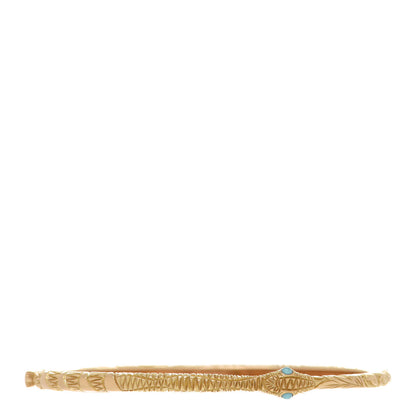 Gucci 18K Yellow Gold Turquoise Ouroboros Snake Bangle Bracelet 1 of 5