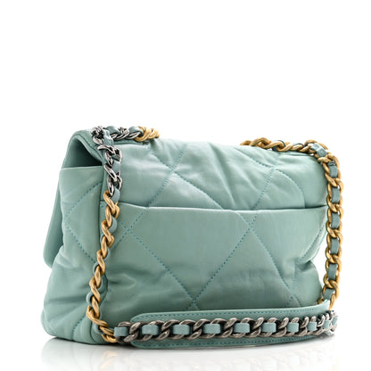 Chanel Goatskin Quilted Medium Chanel 19 Flap Light Blue 3 of 11